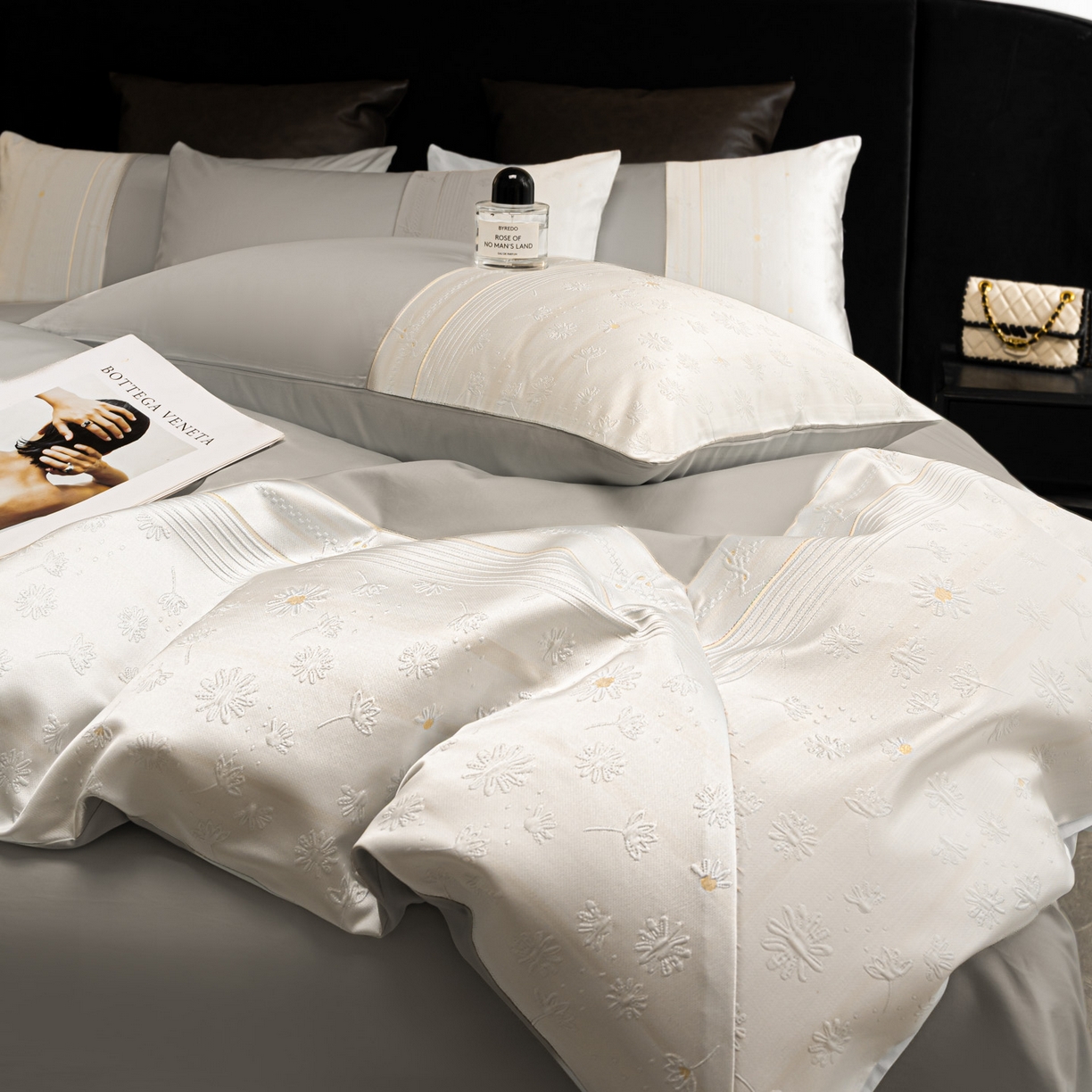 91家纺网 家纺一手货源 找家纺 （总）女子家纺 2026春夏新款全棉纯棉刺绣拼角四件套-缦悦系列