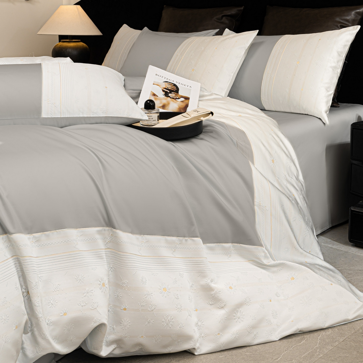 91家纺网 家纺一手货源 找家纺 （总）女子家纺 2026春夏新款全棉纯棉刺绣拼角四件套-缦悦系列