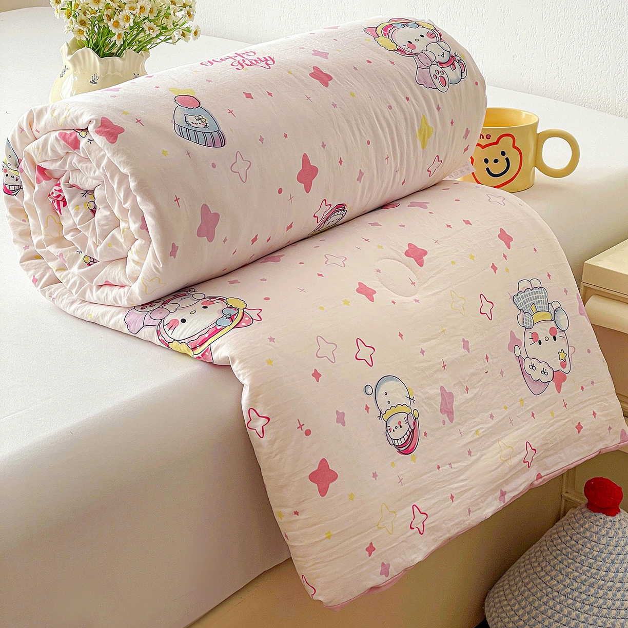 91家纺网 家纺一手货源 找家纺 纽缦家纺 2026春夏新款A类古法水洗棉夏被夏凉被空调被 安娜