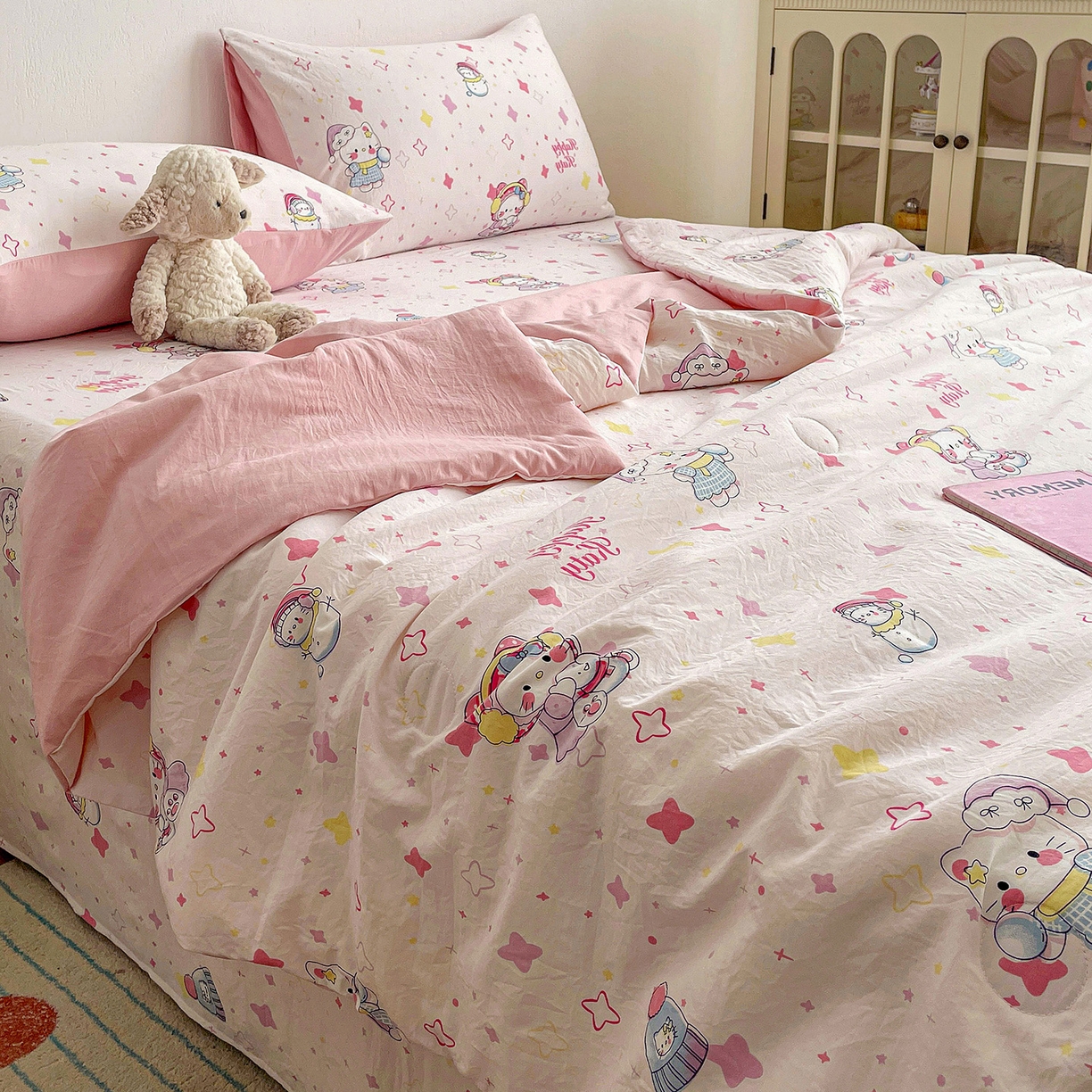 91家纺网 家纺一手货源 找家纺 纽缦家纺 2026春夏新款A类古法水洗棉夏被夏凉被空调被 安娜