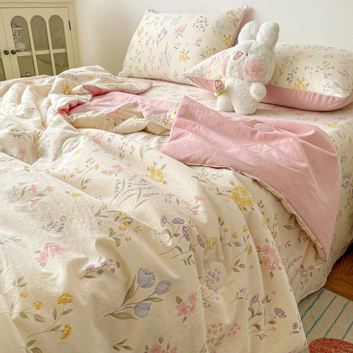 91家纺网 家纺一手货源 找家纺 纽缦家纺 2026春夏新款A类古法水洗棉夏被夏凉被空调被 聆风