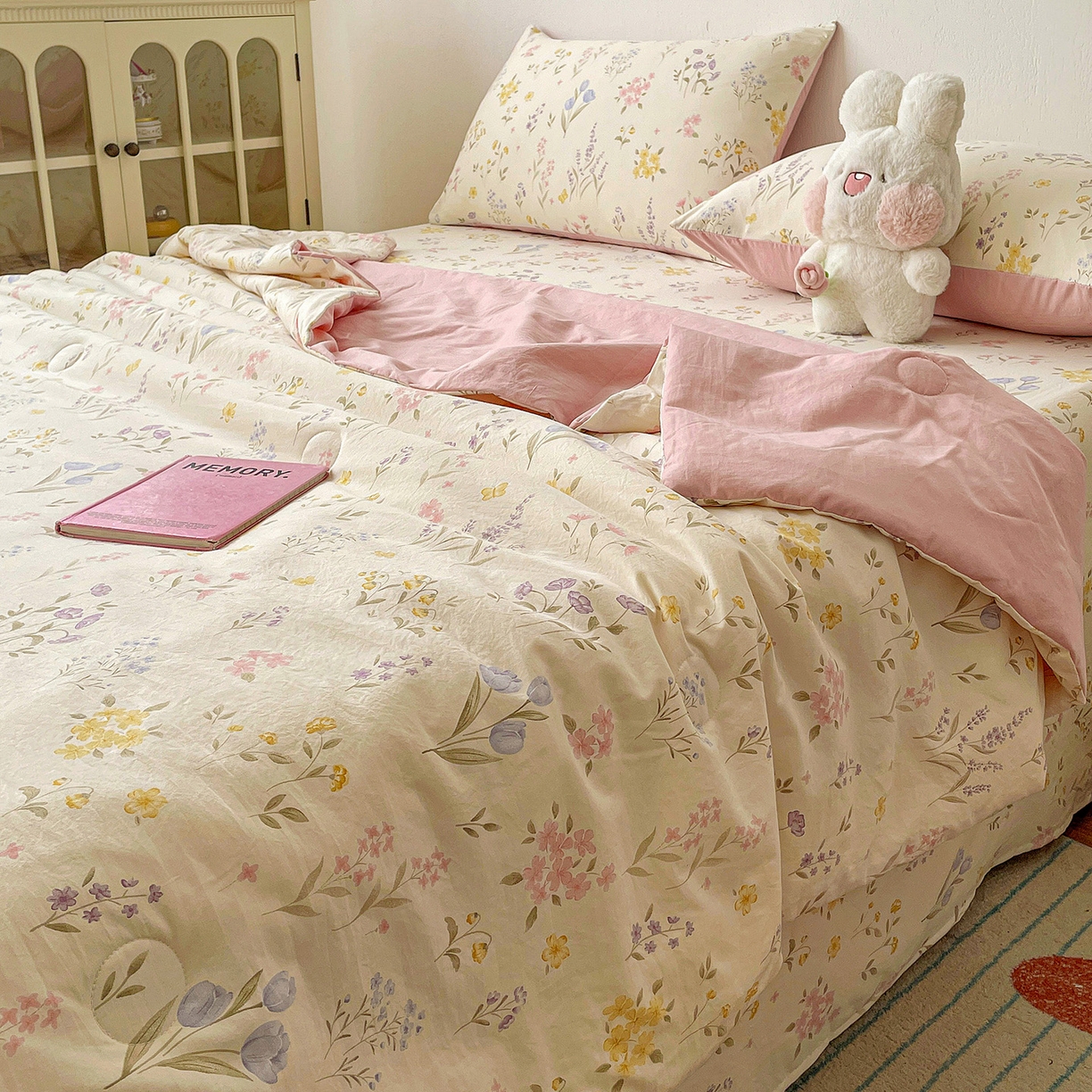 91家纺网 家纺一手货源 找家纺 纽缦家纺 2026春夏新款A类古法水洗棉夏被夏凉被空调被 聆风