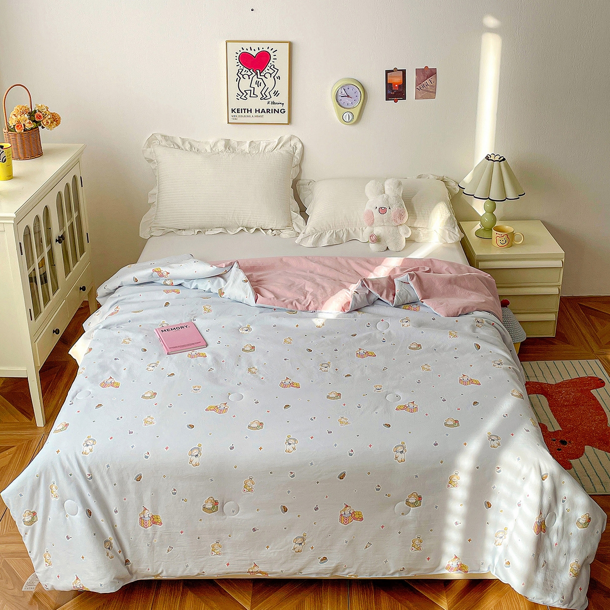 91家纺网 家纺一手货源 找家纺 纽缦家纺 2026春夏新款A类古法水洗棉夏被夏凉被空调被 安琪拉