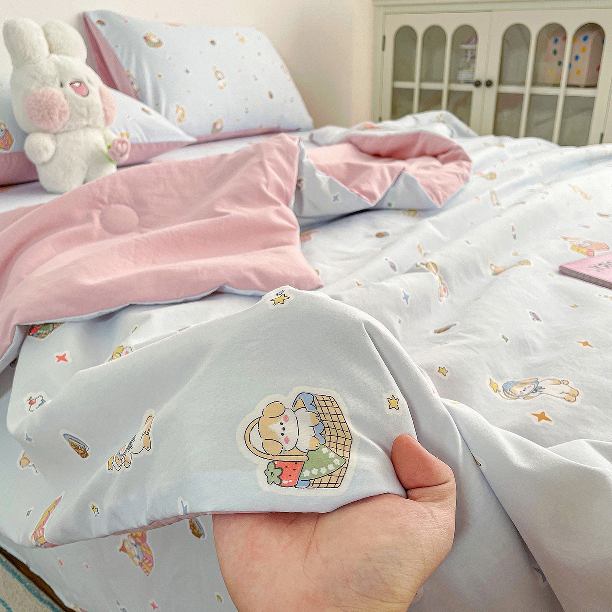 91家纺网 家纺一手货源 找家纺 纽缦家纺 2026春夏新款A类古法水洗棉夏被夏凉被空调被 安琪拉