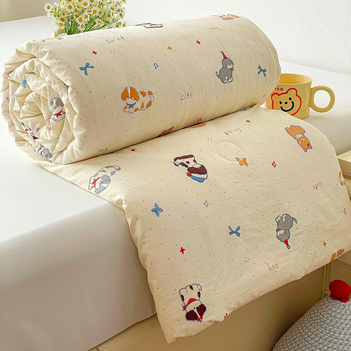 91家纺网 家纺一手货源 找家纺 纽缦家纺 2026春夏新款A类古法水洗棉夏被夏凉被空调被 洛奇