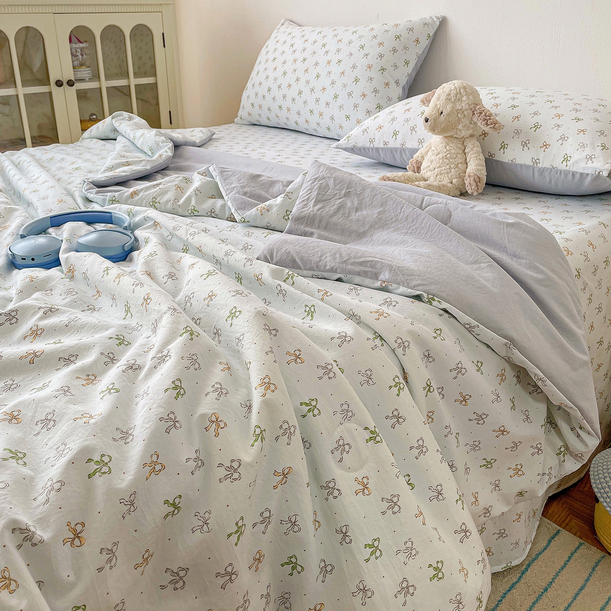 91家纺网 家纺一手货源 找家纺 纽缦家纺 2026春夏新款A类古法水洗棉夏被夏凉被空调被 铃兰兰