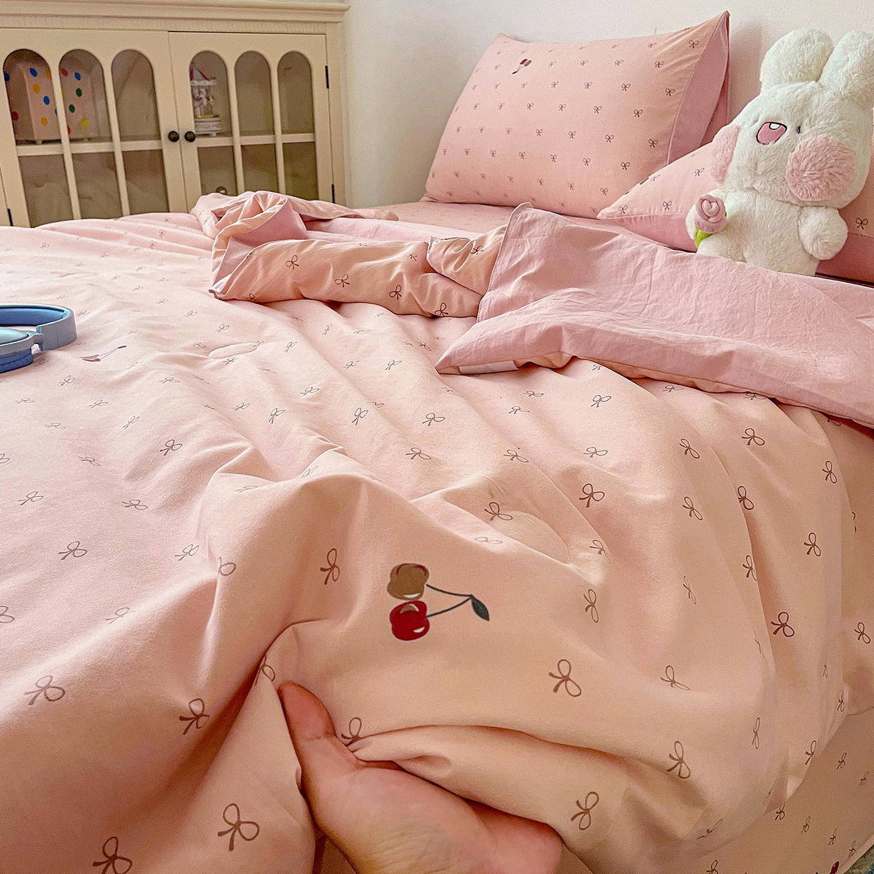 91家纺网 家纺一手货源 找家纺 纽缦家纺 2026春夏新款A类古法水洗棉夏被夏凉被空调被 梦樱粉