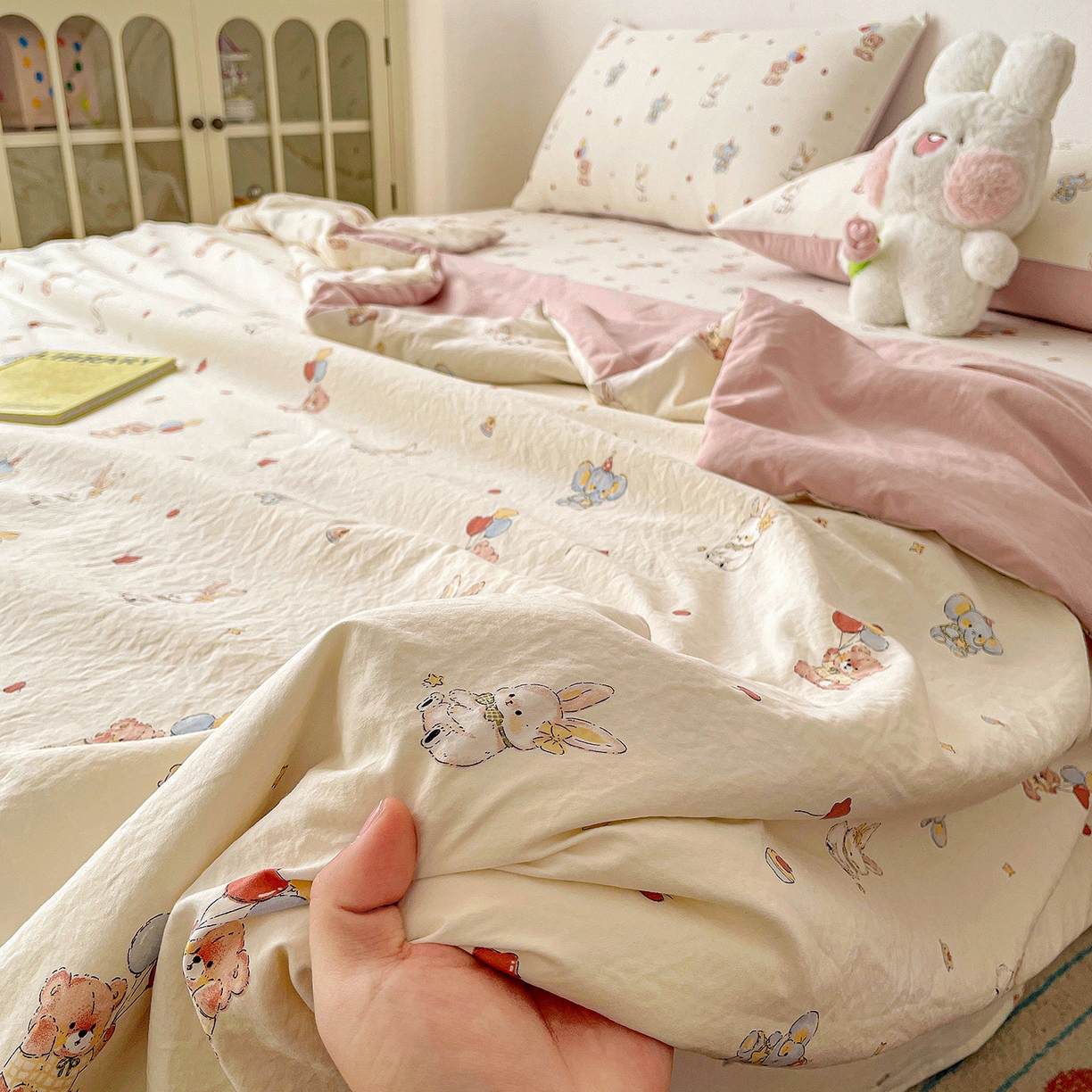 91家纺网 家纺一手货源 找家纺 纽缦家纺 2026春夏新款A类古法水洗棉夏被夏凉被空调被 小飞象