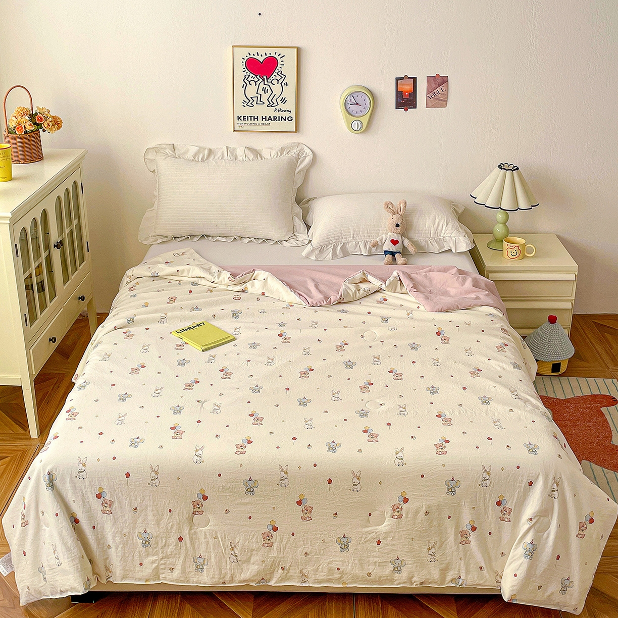 91家纺网 家纺一手货源 找家纺 纽缦家纺 2026春夏新款A类古法水洗棉夏被夏凉被空调被 小飞象