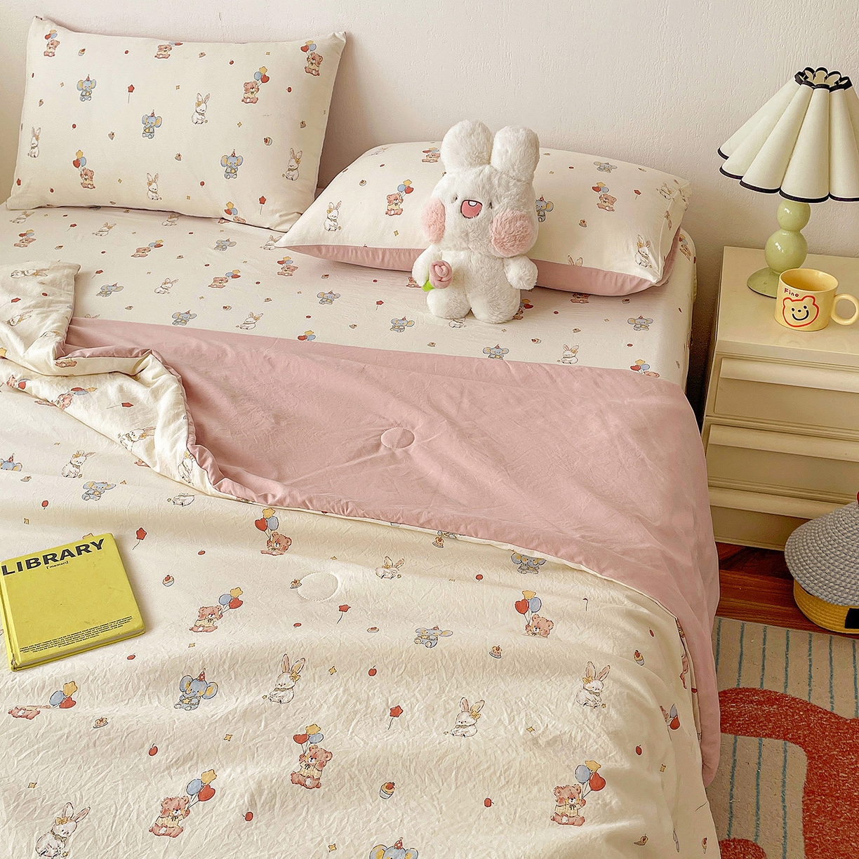 91家纺网 家纺一手货源 找家纺 纽缦家纺 2026春夏新款A类古法水洗棉夏被夏凉被空调被 小飞象