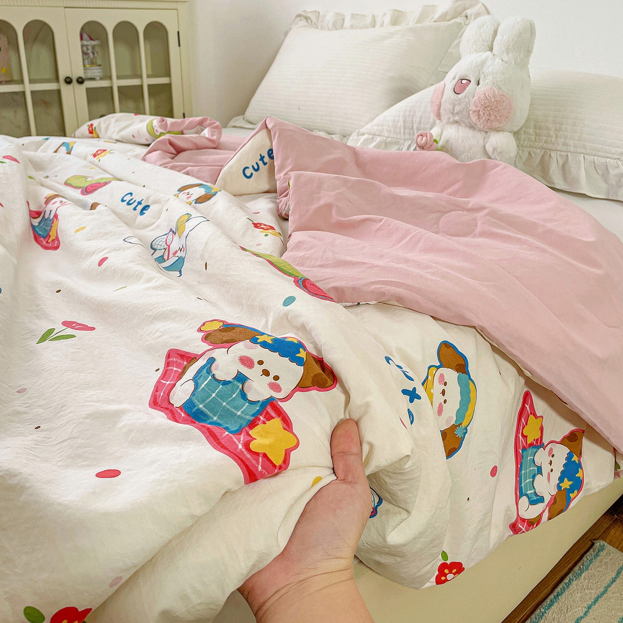 91家纺网 家纺一手货源 找家纺 纽缦家纺 2026春夏新款A类古法水洗棉夏被夏凉被空调被 心愿狗