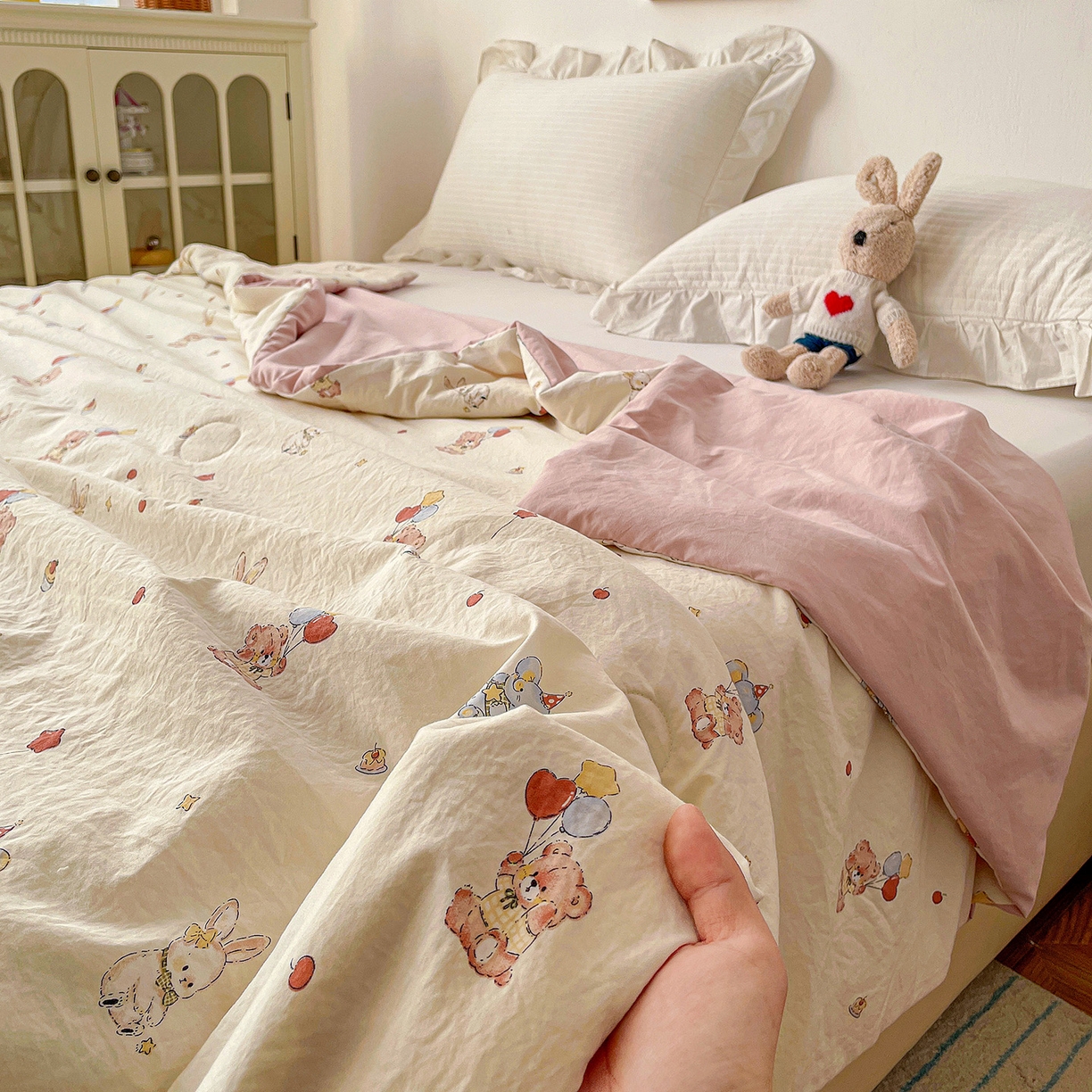 91家纺网 家纺一手货源 找家纺 纽缦家纺 2026春夏新款A类古法水洗棉夏被夏凉被空调被 小飞象