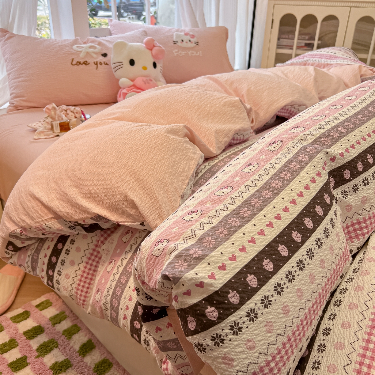 91家纺网 家纺一手货源 找家纺 （总）韩巢家纺 2026新款泡芙纱费尔岛毛巾绣四件套