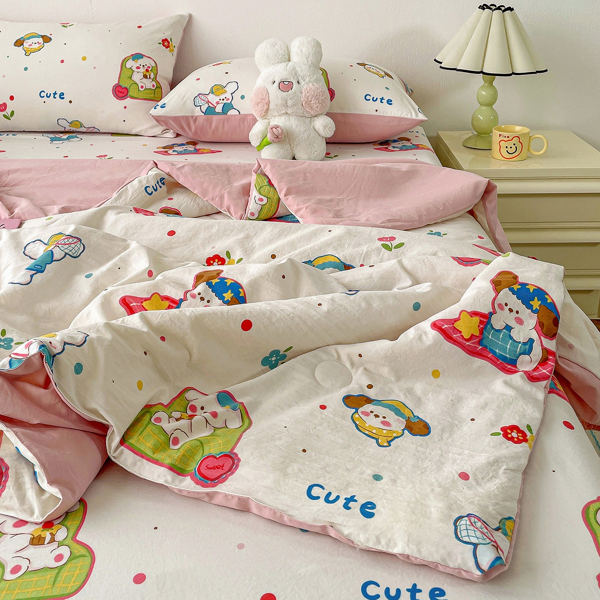 91家纺网 家纺一手货源 找家纺 纽缦家纺 2026春夏新款A类古法水洗棉夏被夏凉被空调被 心愿狗