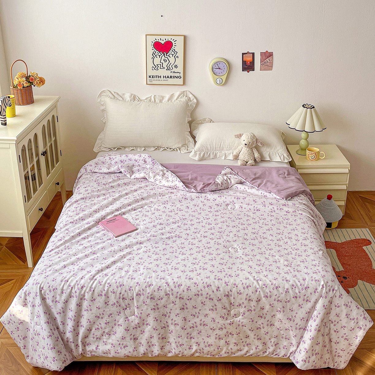 91家纺网 家纺一手货源 找家纺 纽缦家纺 2026春夏新款A类古法水洗棉夏被夏凉被空调被 波影紫