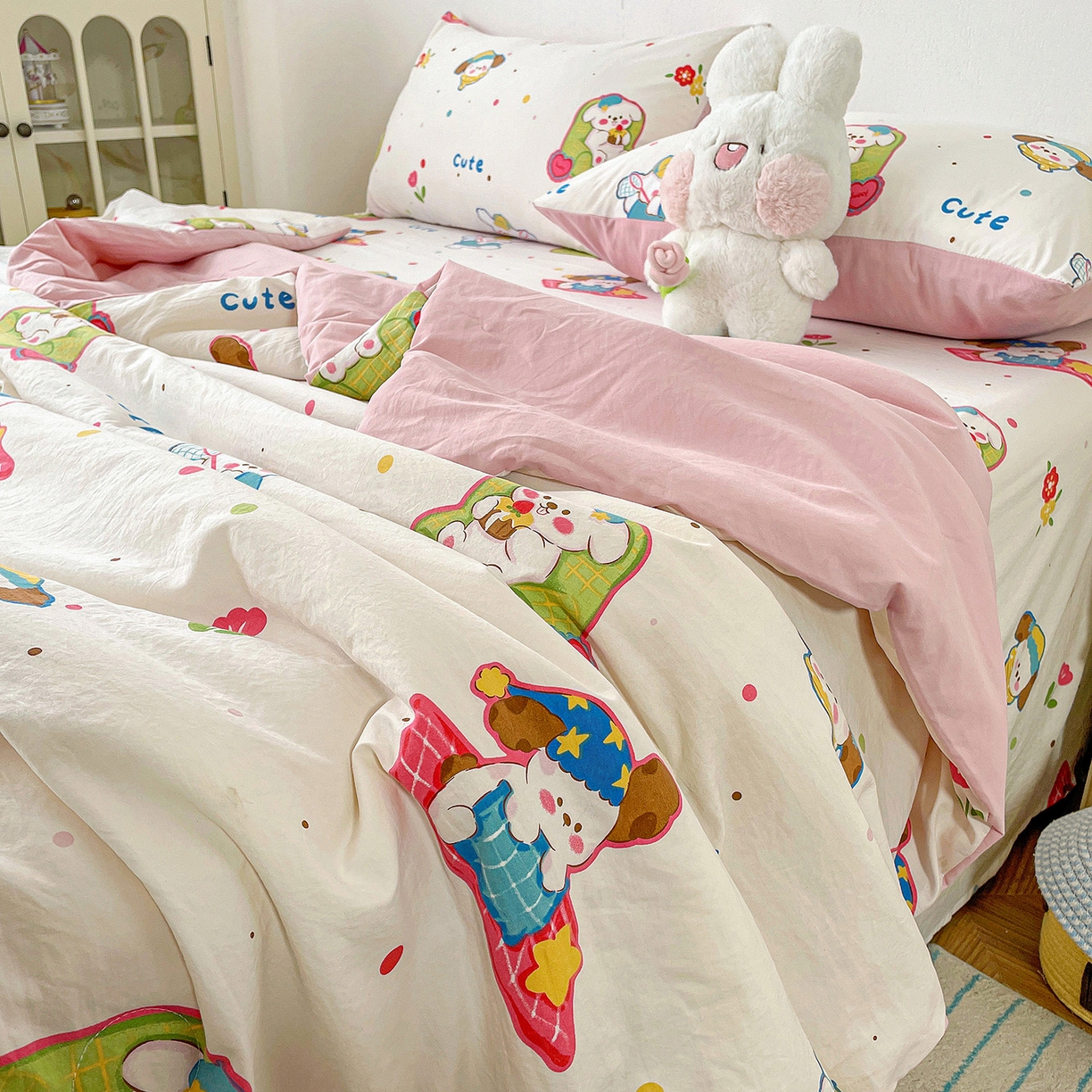 91家纺网 家纺一手货源 找家纺 纽缦家纺 2026春夏新款A类古法水洗棉夏被夏凉被空调被 心愿狗