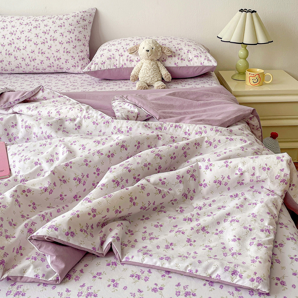 91家纺网 家纺一手货源 找家纺 纽缦家纺 2026春夏新款A类古法水洗棉夏被夏凉被空调被 波影紫