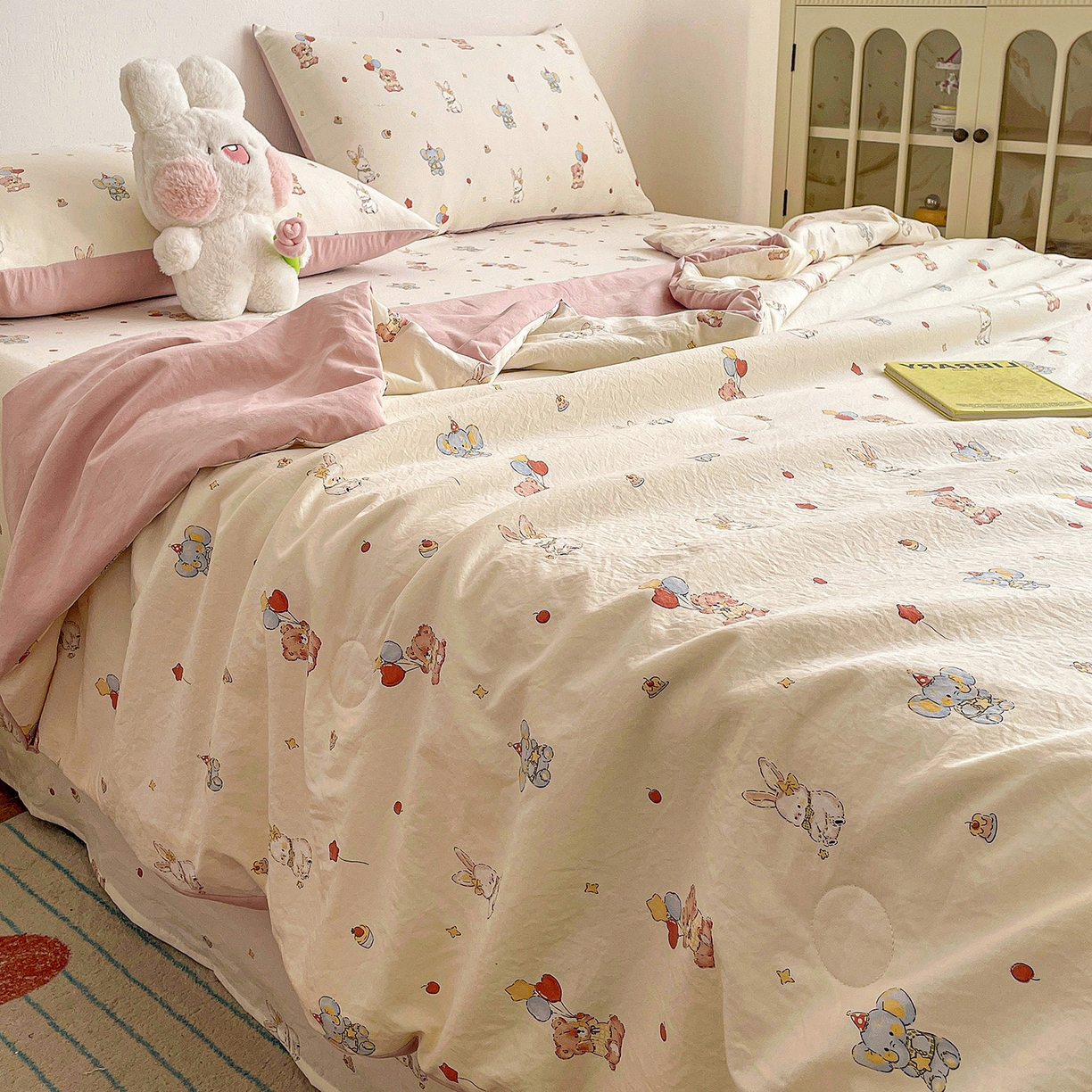 91家纺网 家纺一手货源 找家纺 纽缦家纺 2026春夏新款A类古法水洗棉夏被夏凉被空调被 小飞象