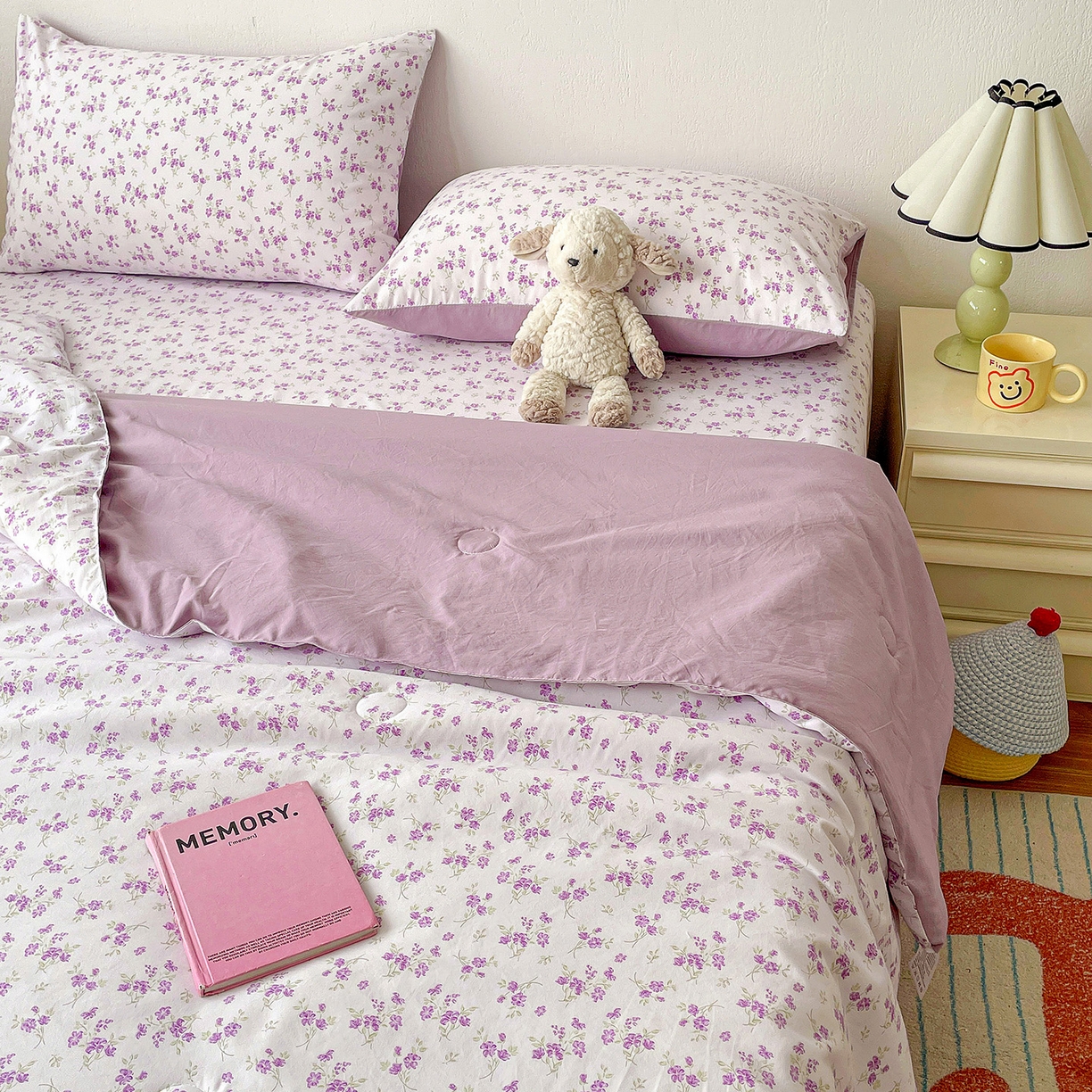 91家纺网 家纺一手货源 找家纺 纽缦家纺 2026春夏新款A类古法水洗棉夏被夏凉被空调被 波影紫