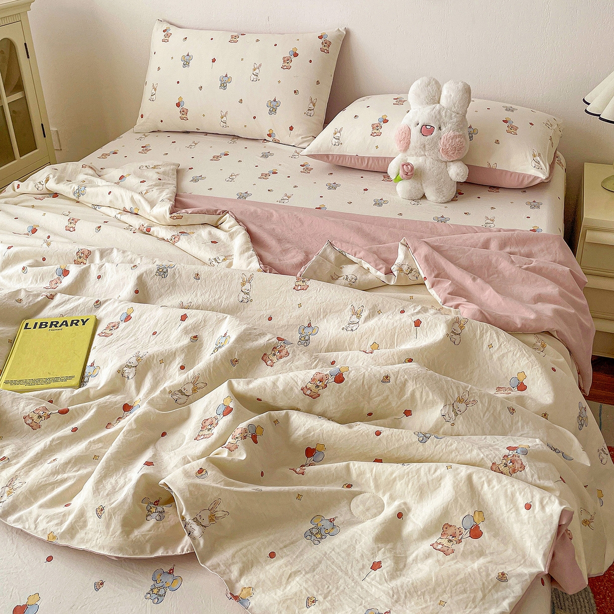 91家纺网 家纺一手货源 找家纺 纽缦家纺 2026春夏新款A类古法水洗棉夏被夏凉被空调被 小飞象