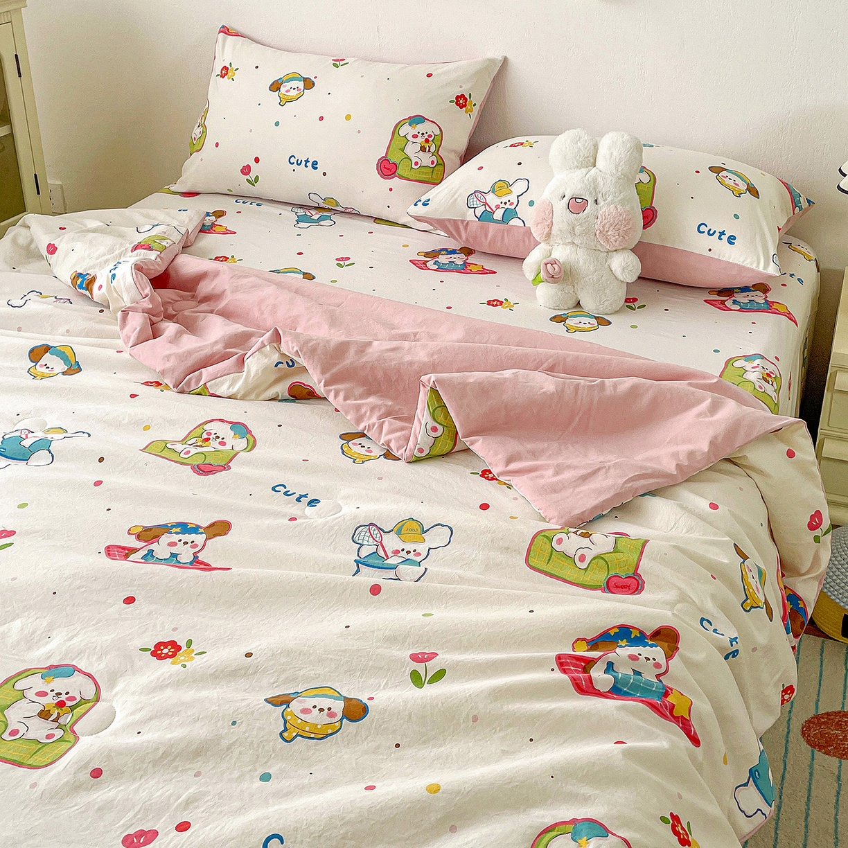 91家纺网 家纺一手货源 找家纺 纽缦家纺 2026春夏新款A类古法水洗棉夏被夏凉被空调被 心愿狗