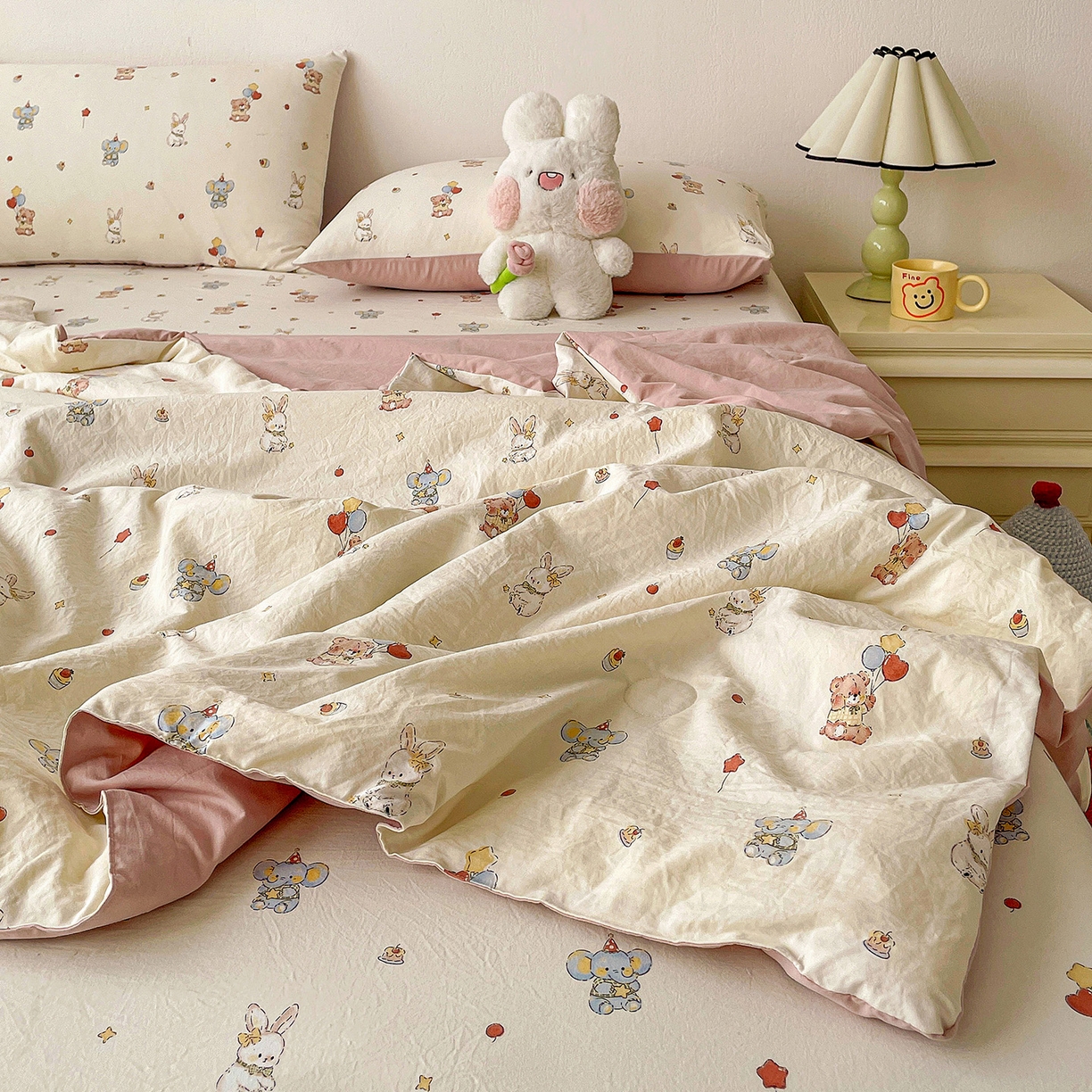 91家纺网 家纺一手货源 找家纺 纽缦家纺 2026春夏新款A类古法水洗棉夏被夏凉被空调被 小飞象