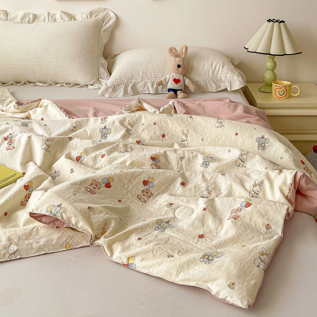 91家纺网 家纺一手货源 找家纺 纽缦家纺 2026春夏新款A类古法水洗棉夏被夏凉被空调被 小飞象