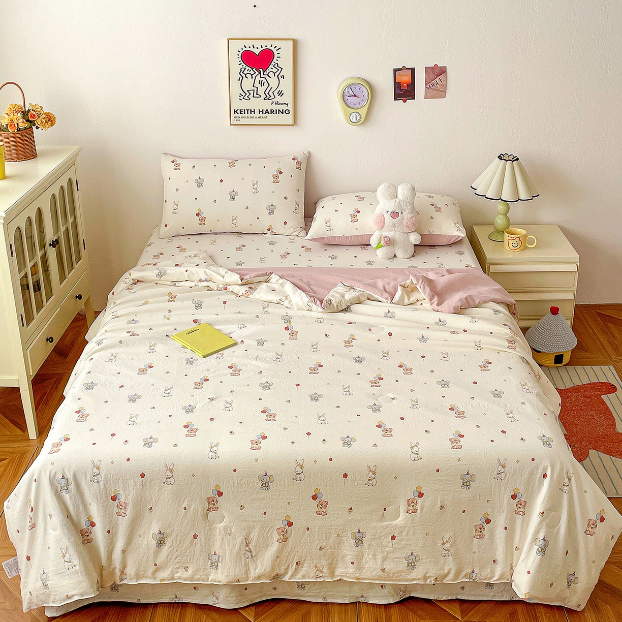 91家纺网 家纺一手货源 找家纺 纽缦家纺 2026春夏新款A类古法水洗棉夏被夏凉被空调被 小飞象