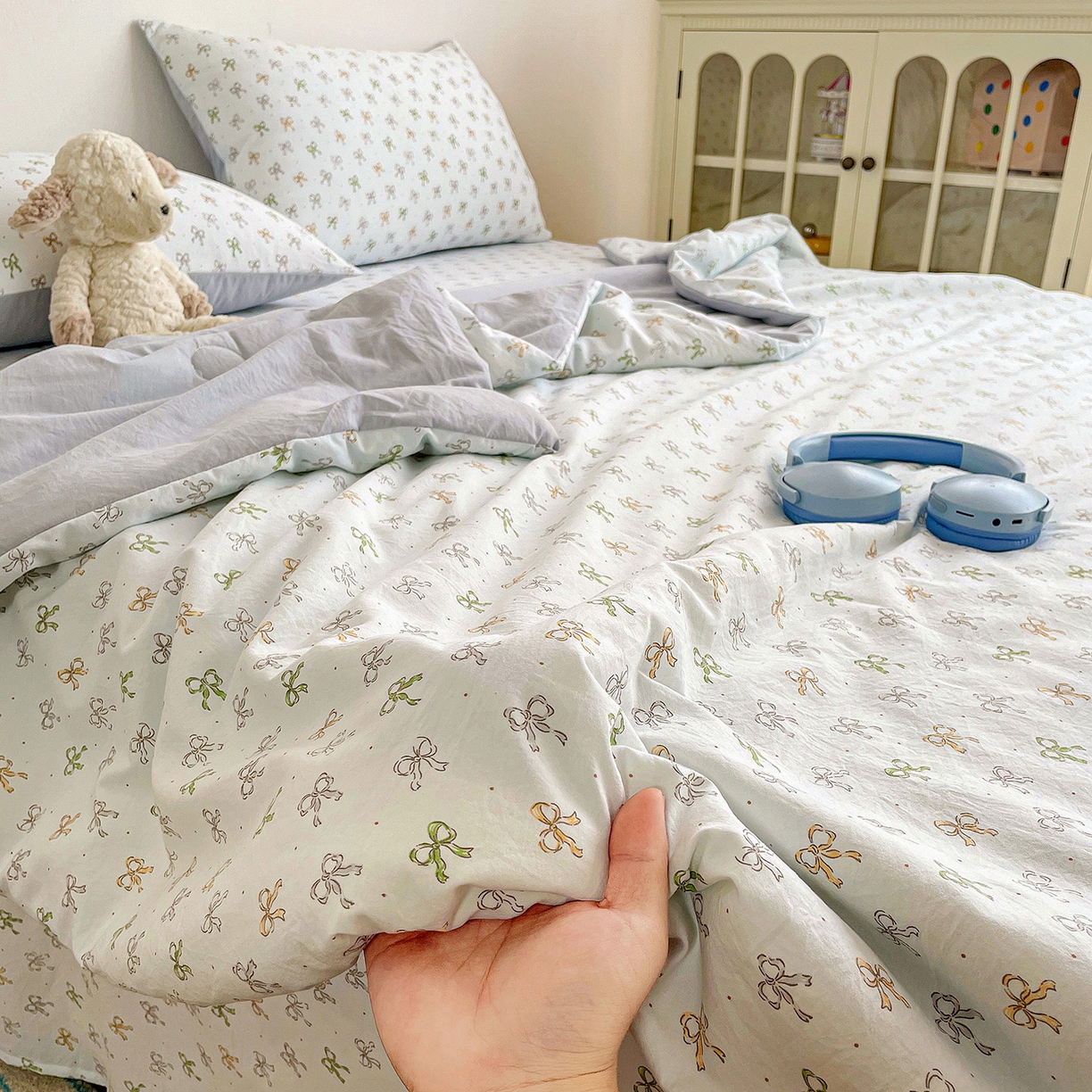 91家纺网 家纺一手货源 找家纺 纽缦家纺 2026春夏新款A类古法水洗棉夏被夏凉被空调被 铃兰兰