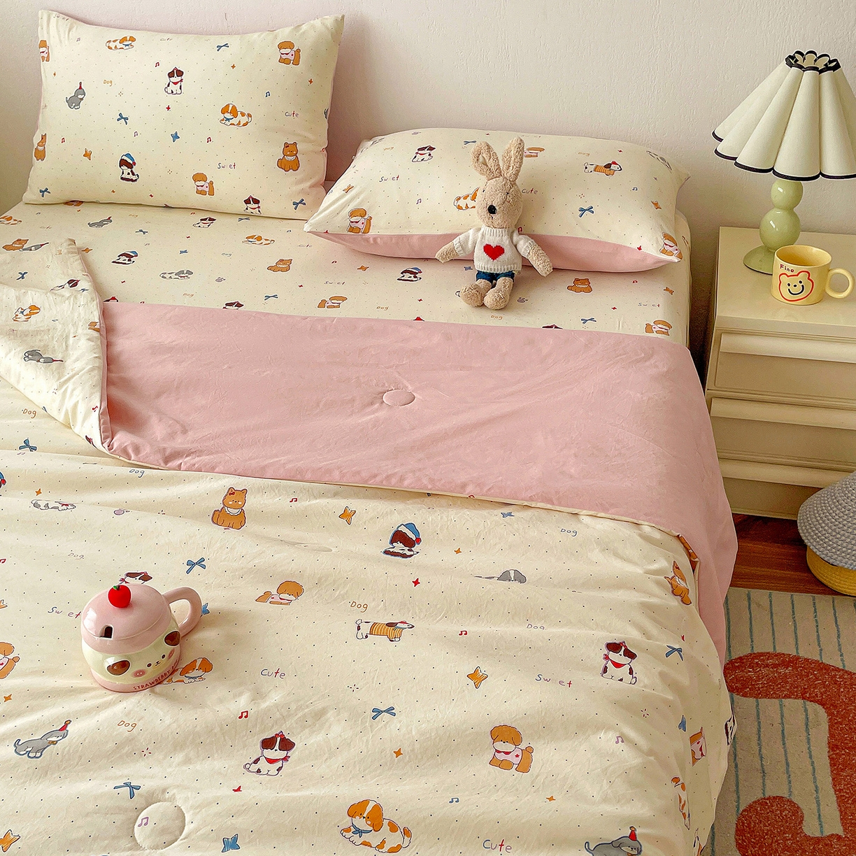 91家纺网 家纺一手货源 找家纺 纽缦家纺 2026春夏新款A类古法水洗棉夏被夏凉被空调被 洛奇