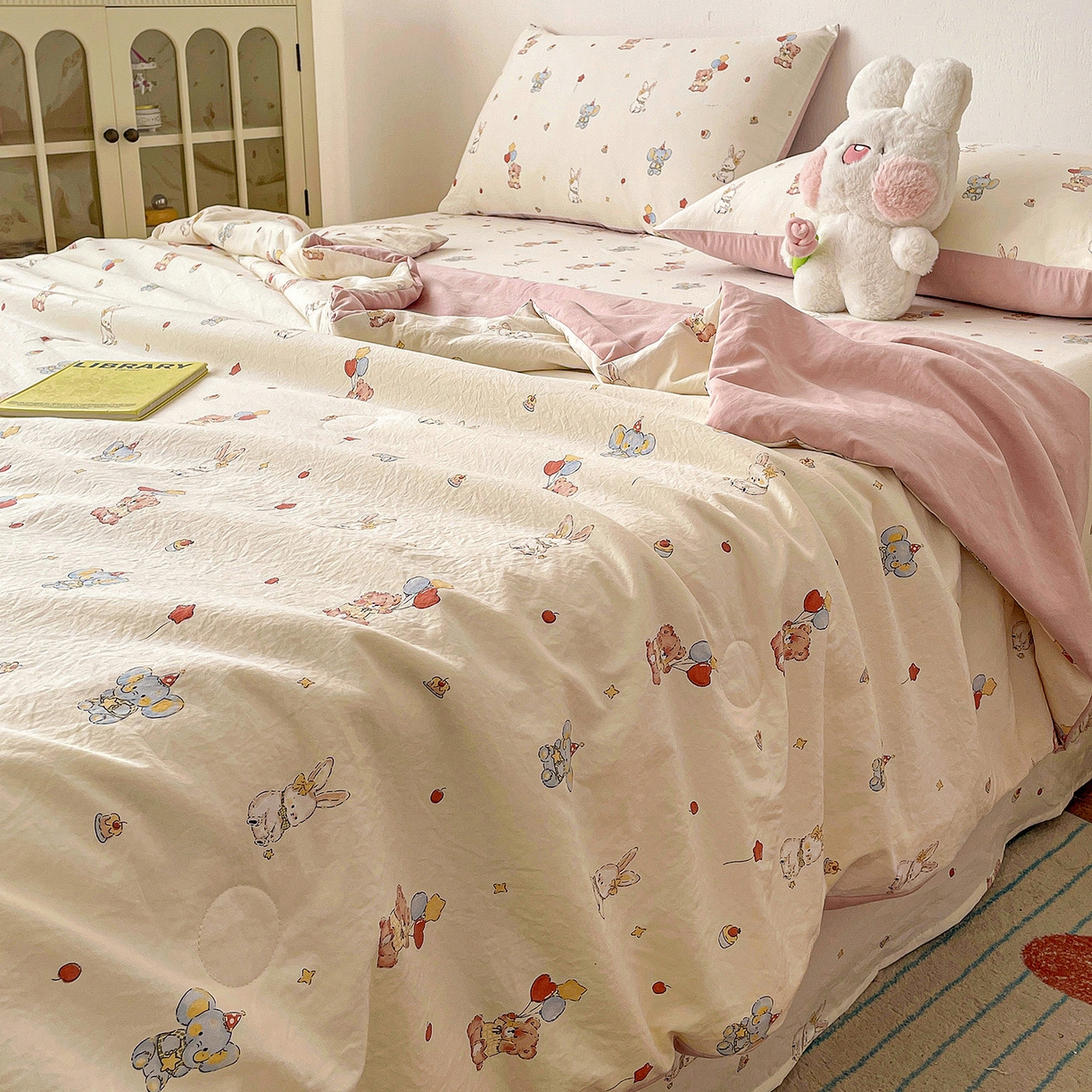 91家纺网 家纺一手货源 找家纺 纽缦家纺 2026春夏新款A类古法水洗棉夏被夏凉被空调被 小飞象