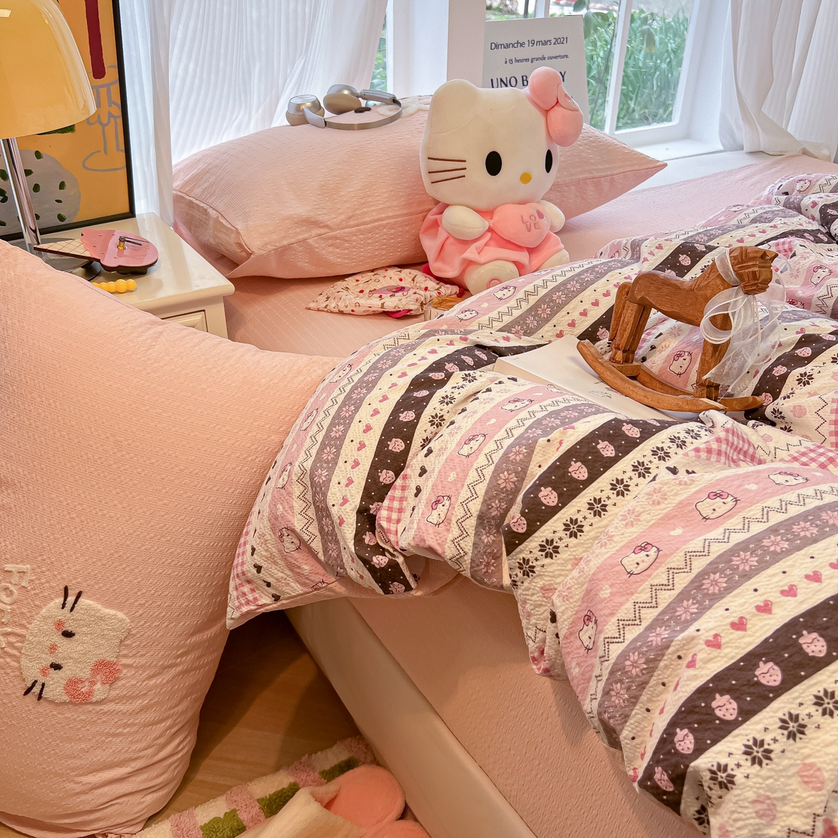 91家纺网 家纺一手货源 找家纺 （总）韩巢家纺 2026新款泡芙纱费尔岛毛巾绣四件套