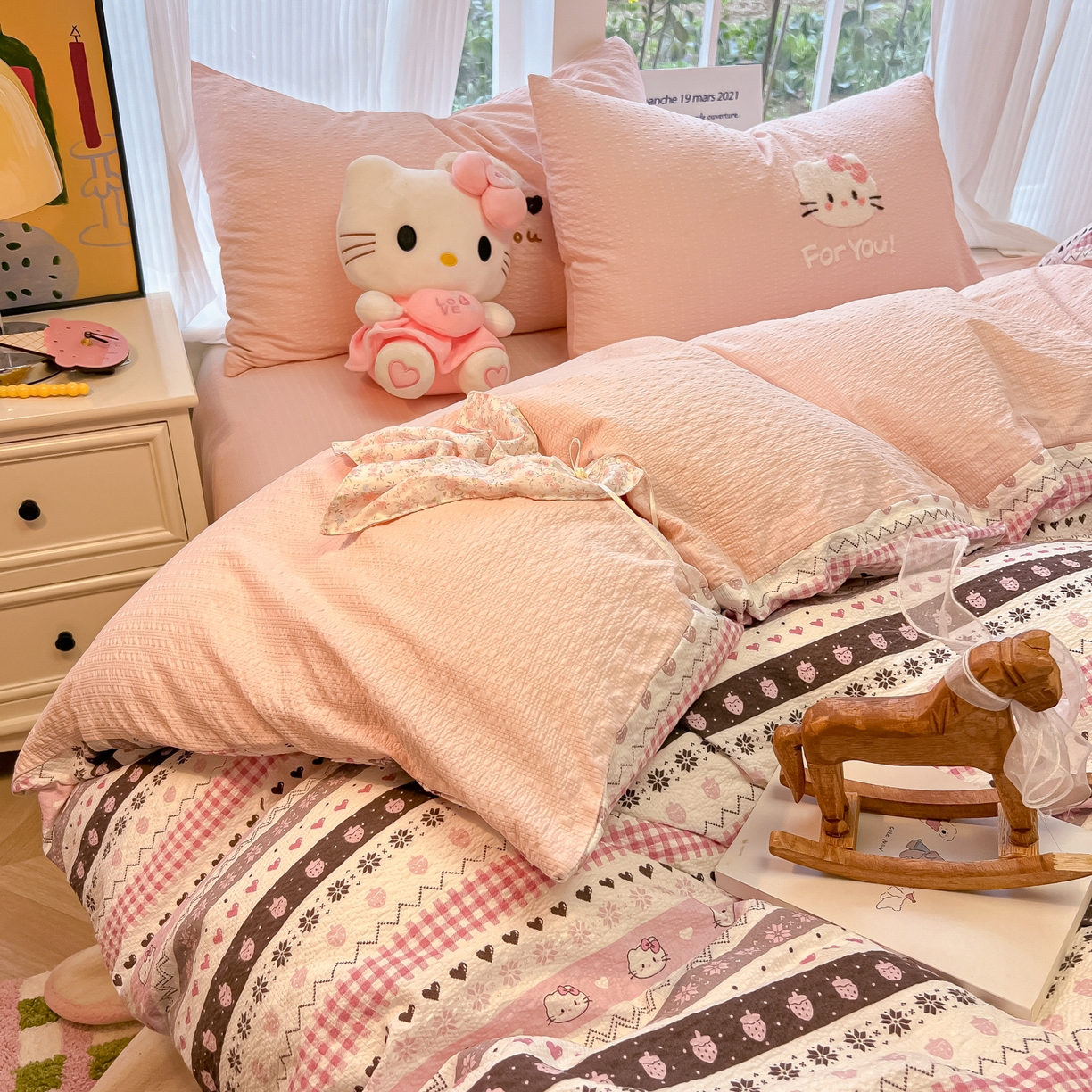 91家纺网 家纺一手货源 找家纺 （总）韩巢家纺 2026新款泡芙纱费尔岛毛巾绣四件套