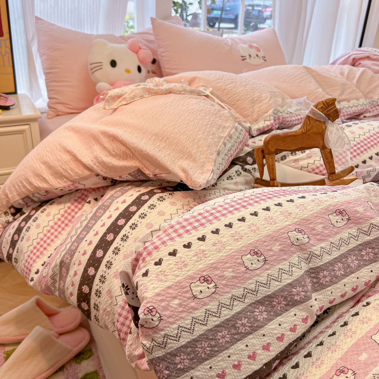 91家纺网 家纺一手货源 找家纺 （总）韩巢家纺 2026新款泡芙纱费尔岛毛巾绣四件套