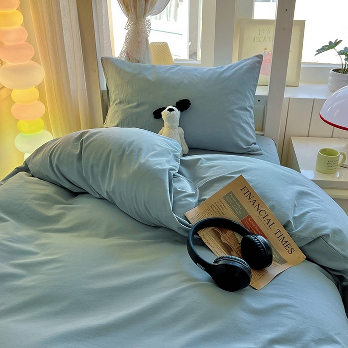 91家纺网 家纺一手货源 找家纺 （总）缦绣阁家纺 2026新款无印风纯色纯棉四件套全棉被套床单床笠被罩学生宿舍上下铺三件套床上用品