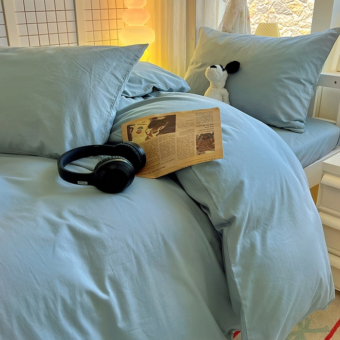 91家纺网 家纺一手货源 找家纺 （总）缦绣阁家纺 2026新款无印风纯色纯棉四件套全棉被套床单床笠被罩学生宿舍上下铺三件套床上用品