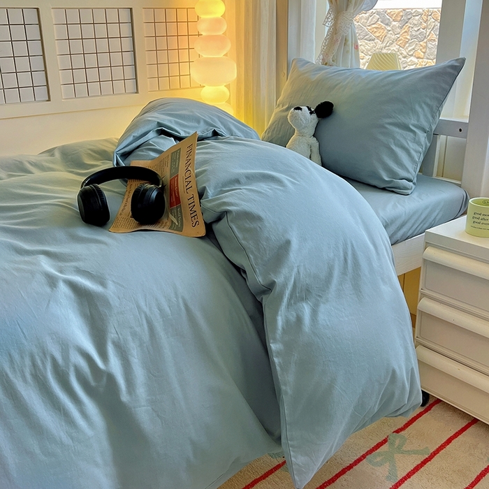 91家纺网 家纺一手货源 找家纺 （总）缦绣阁家纺 2026新款无印风纯色纯棉四件套全棉被套床单床笠被罩学生宿舍上下铺三件套床上用品