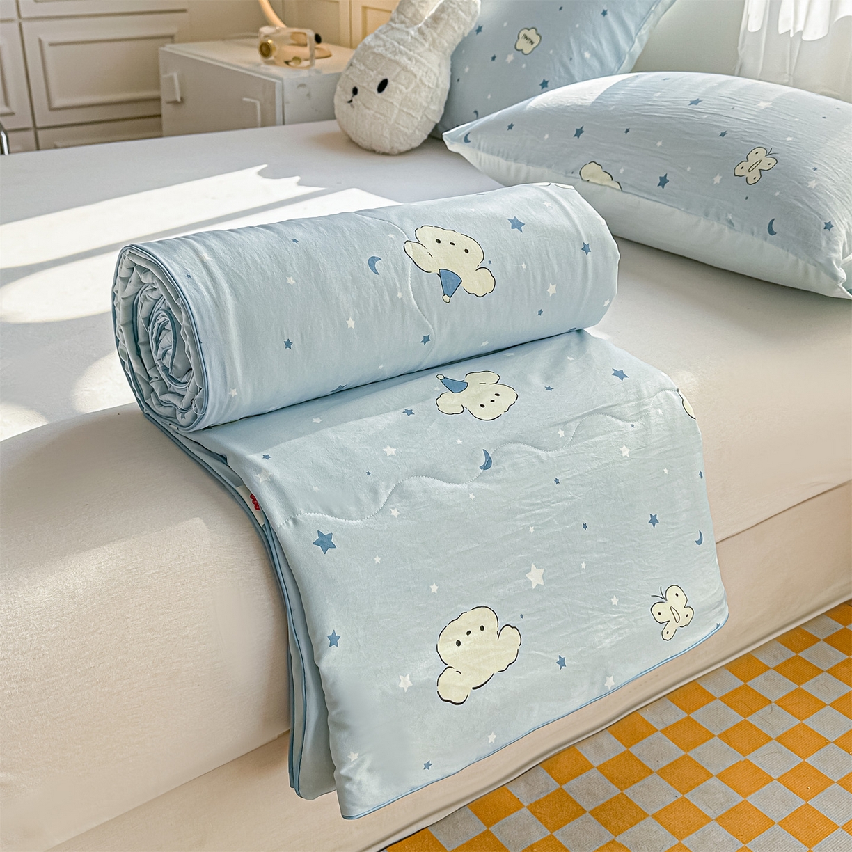 91家纺网 家纺一手货源 找家纺 （总）招财星家纺 2026新款A类水洗棉皱绉纱夏被空调被印花夏凉被子被芯（带质检报告买家秀）