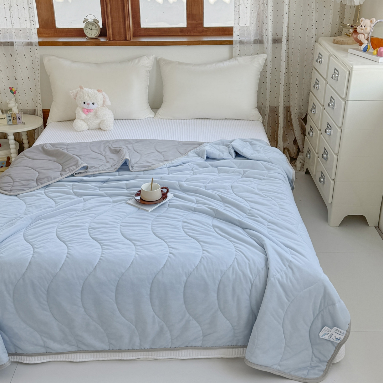 91家纺网 家纺一手货源 找家纺 （总）默忆 2026春夏新款绗缝冰激凌凉感丝夏被夏凉被空调被