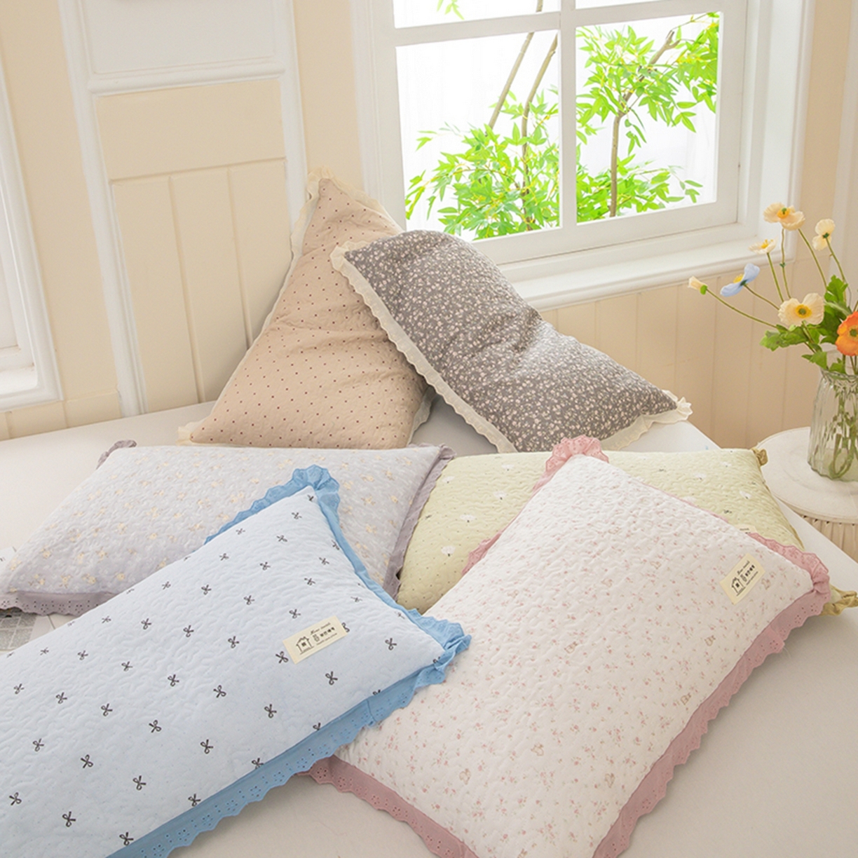 91家纺网 家纺一手货源 找家纺 枕之坊 2026新款绗缝花边荞麦枕枕头枕芯 组合图仅供参考不可下单