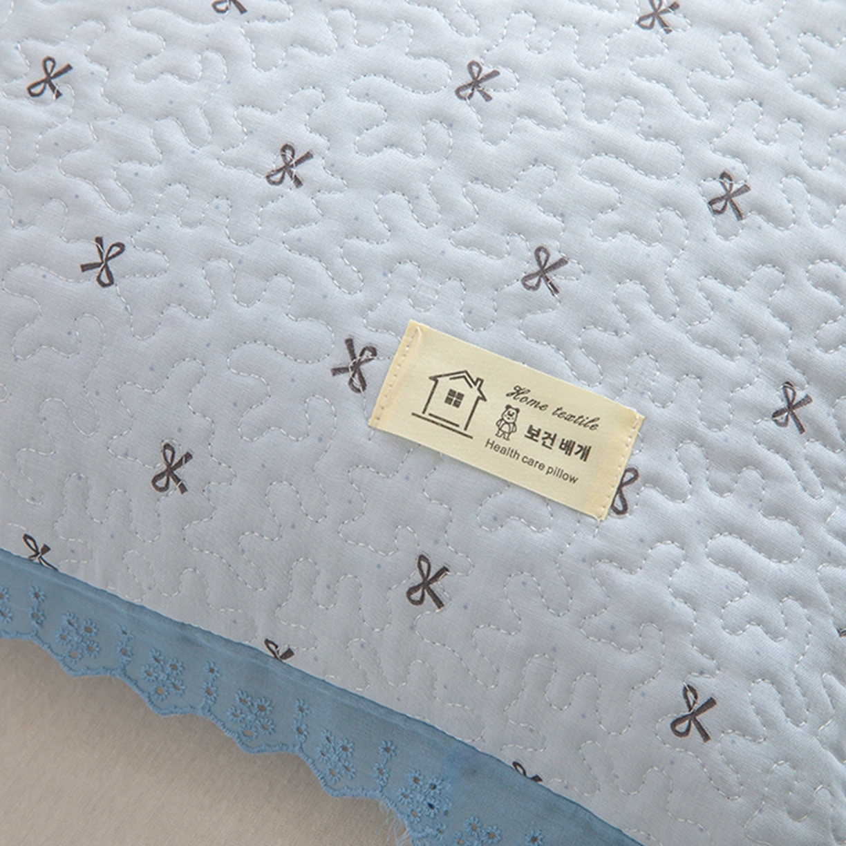 91家纺网 家纺一手货源 找家纺 枕之坊 2026新款绗缝花边荞麦枕枕头枕芯 纤绣花边-蓝色