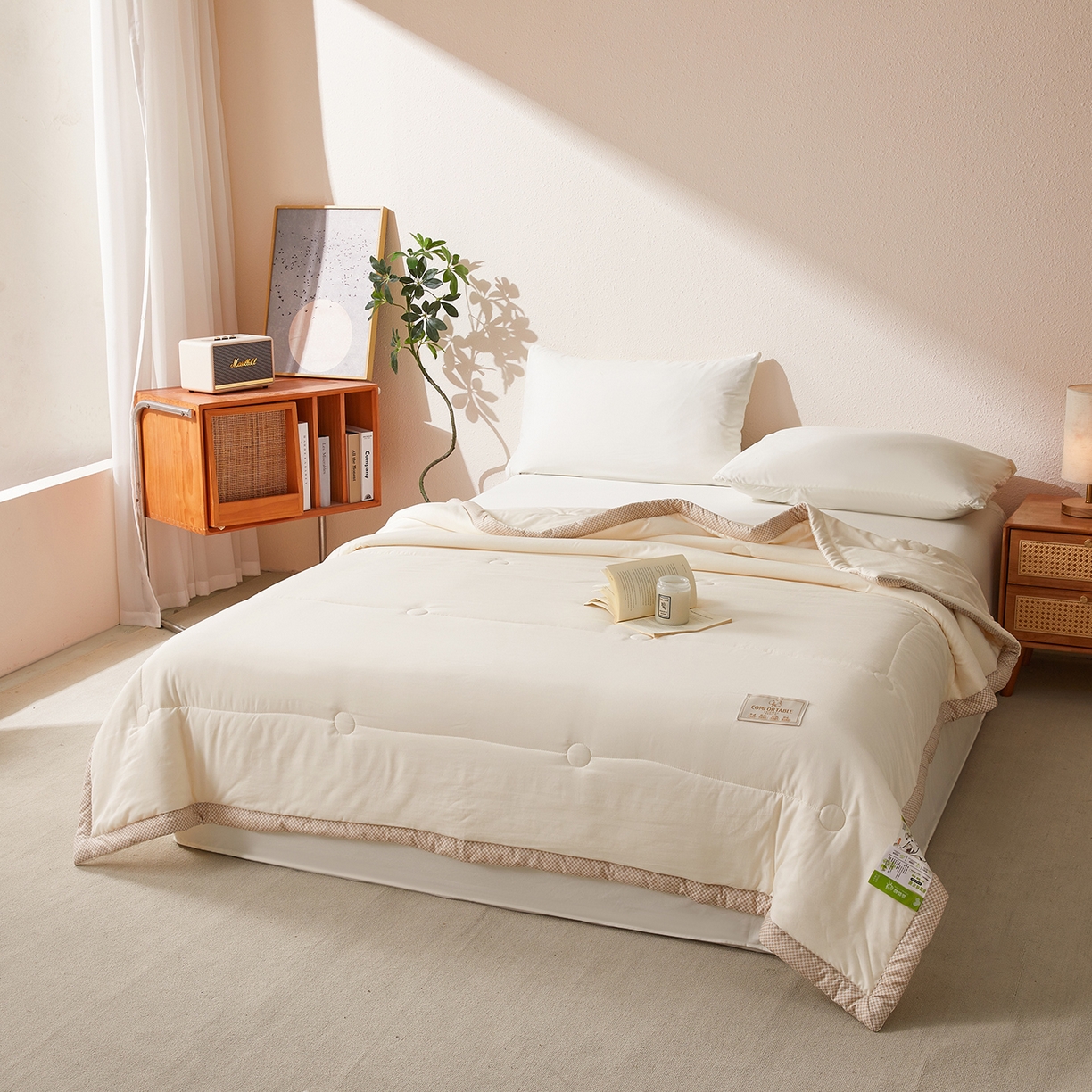 91家纺网 家纺一手货源 找家纺 （总）罗布斯 2026新款高克重纯色简约风小清新花卉风水洗棉空调被夏被100%新疆棉花夏凉被（买家秀加微)