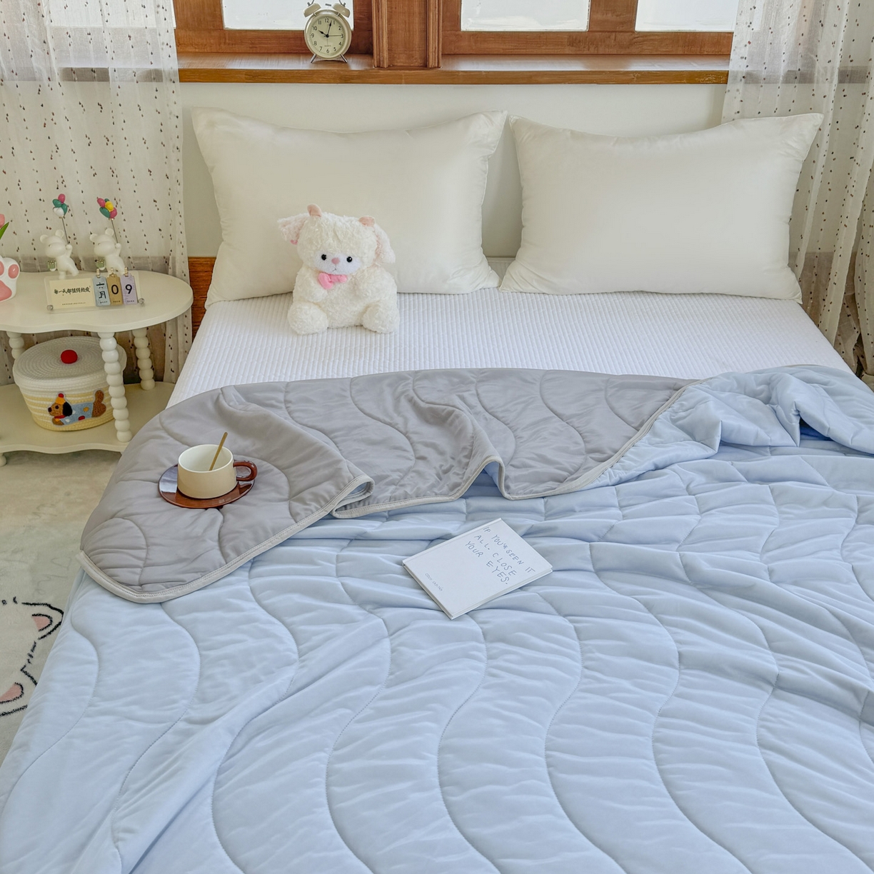 91家纺网 家纺一手货源 找家纺 （总）默忆 2026春夏新款绗缝冰激凌凉感丝夏被夏凉被空调被