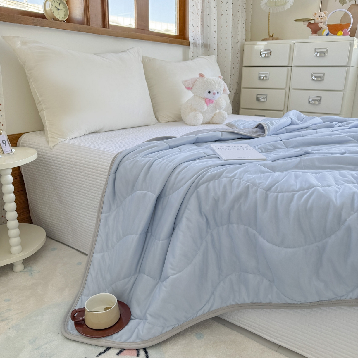 91家纺网 家纺一手货源 找家纺 （总）默忆 2026春夏新款绗缝冰激凌凉感丝夏被夏凉被空调被