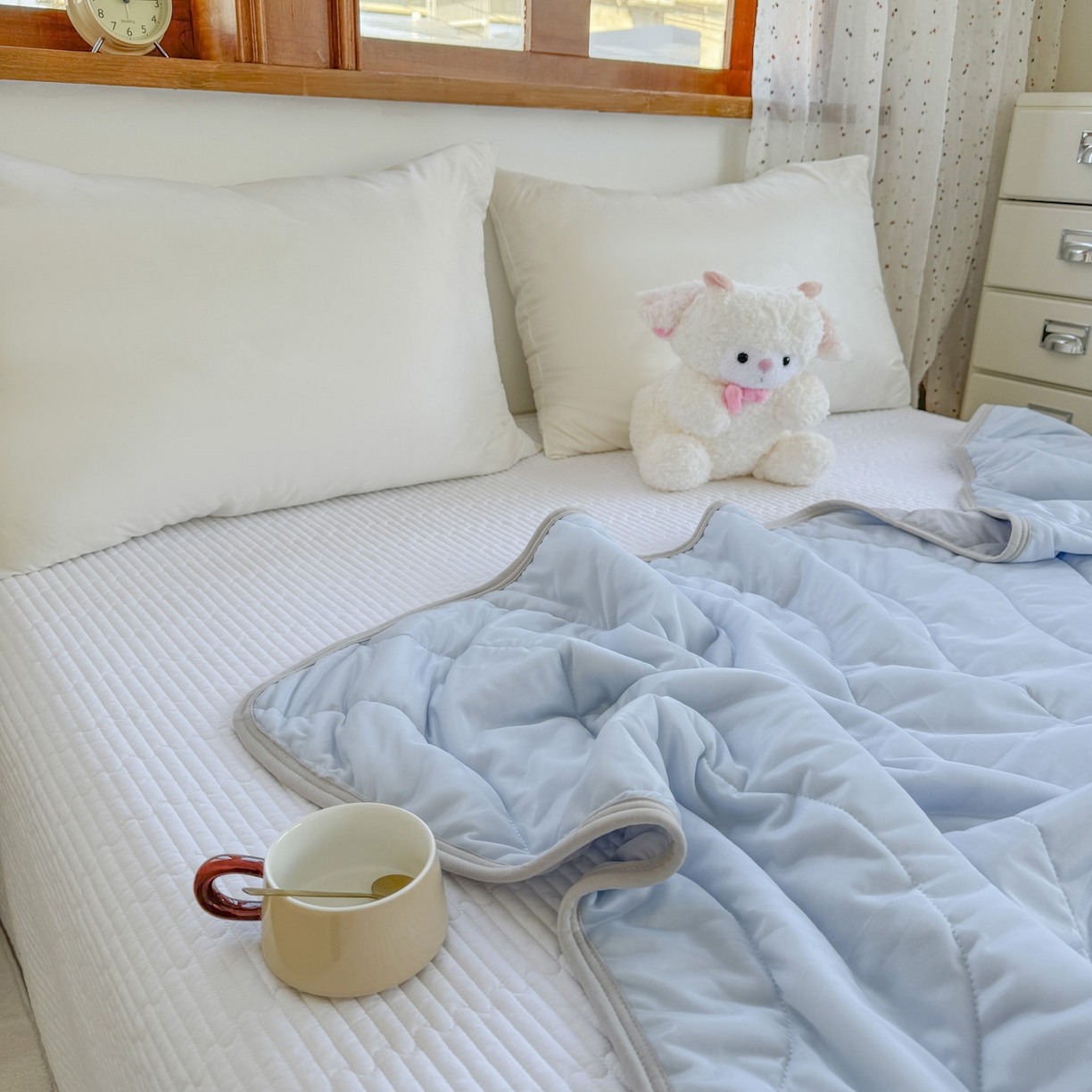 91家纺网 家纺一手货源 找家纺 （总）默忆 2026春夏新款绗缝冰激凌凉感丝夏被夏凉被空调被