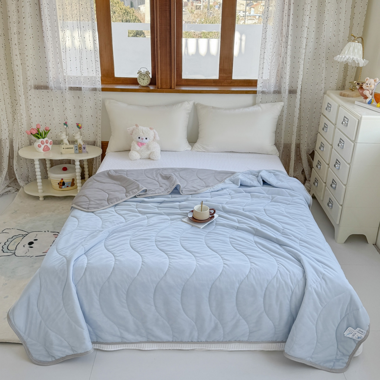 91家纺网 家纺一手货源 找家纺 （总）默忆 2026春夏新款绗缝冰激凌凉感丝夏被夏凉被空调被