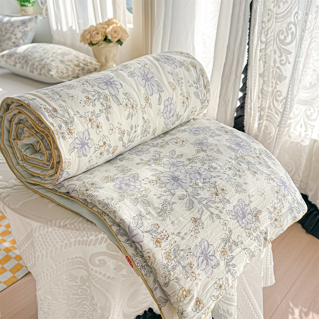 91家纺网 家纺一手货源 找家纺 （总）招财星家纺 2026新款A类水洗棉皱绉纱夏被空调被印花夏凉被子被芯（带质检报告买家秀）