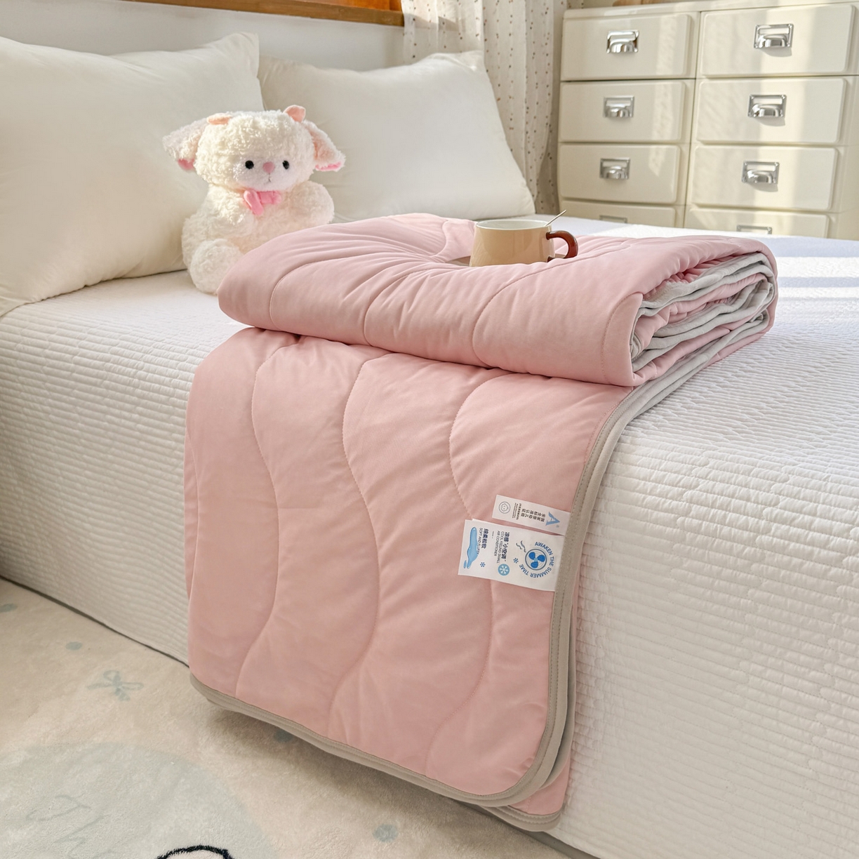 91家纺网 家纺一手货源 找家纺 （总）默忆 2026春夏新款绗缝冰激凌凉感丝夏被夏凉被空调被