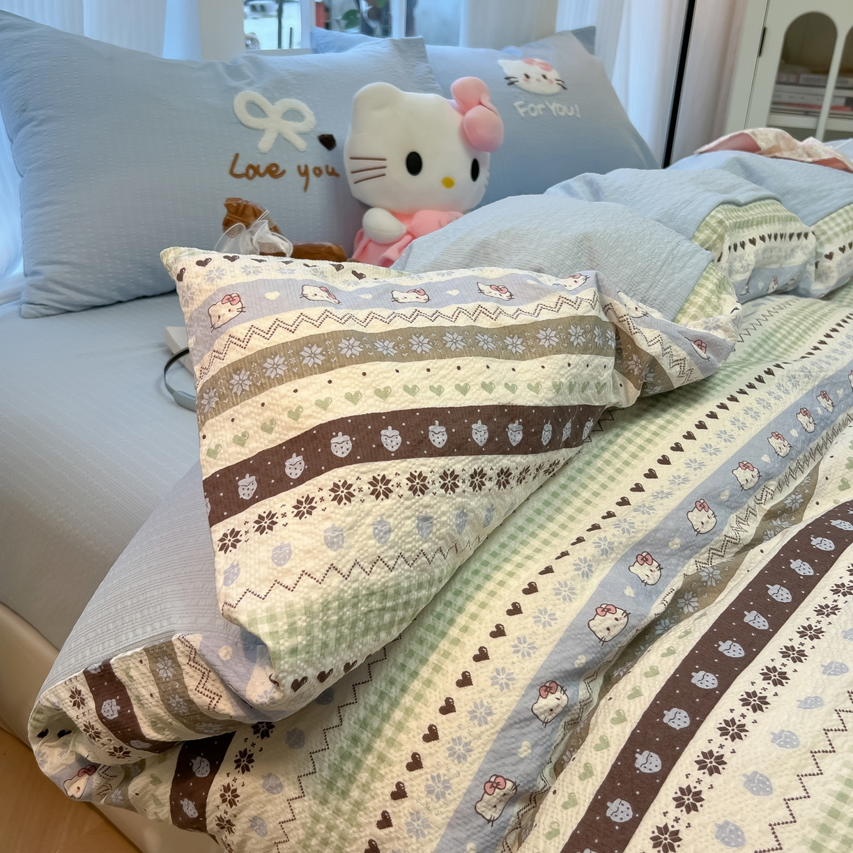 91家纺网 家纺一手货源 找家纺 （总）韩巢家纺 2026新款泡芙纱费尔岛毛巾绣四件套