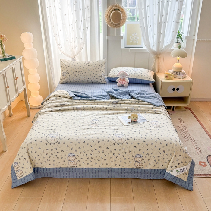 91家纺网 家纺一手货源 找家纺 羽梦家纺 2026新款新疆棉花全棉夏凉被被子被芯玲语小狗